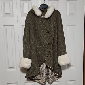 Outlander the Series Hooded Coat with Faux Fur Accents